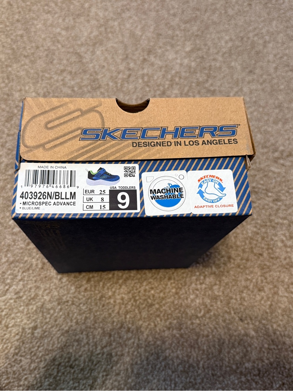 Size 9 Skechers Microspec Advance Toddler Boys Sneakers, BNIB, Blue/Lime 403926N - Picture 7 of 7